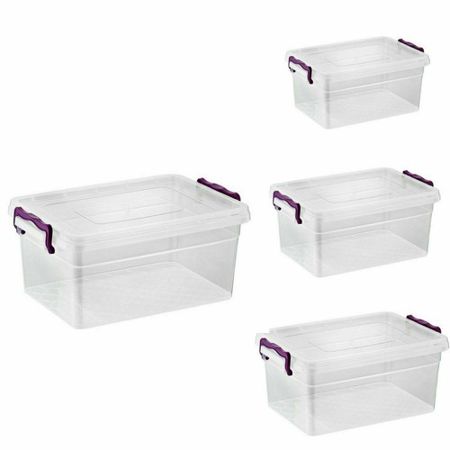 Plastic Storage Box Boxes Lid Handles Food Container Home Kitchen Office Box - Picture 4 of 7