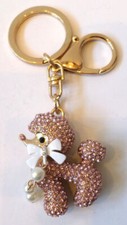 Rhinestone Bling Cute Key Chain Fob Phone Purse Charm Poodle Puppy Dog