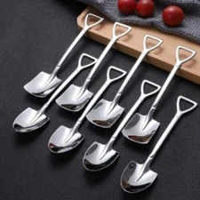 4pcs Novelty Shovel Stainless Steel Coffee Dessert Ice Cream Sundae Tea Spoon