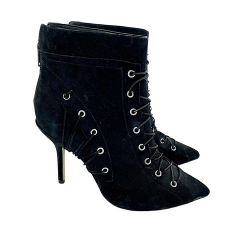 Catherine Malandrino Ankle Booties Black Suede Leather Lace Up SZ 7 New SH10 - Picture 6 of 9