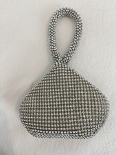 Cache Beautiful Fold over Bag Pouch Vintage Shiny Stone Evening Purse Silver NEW