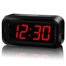 Alarm Clock LED Digital Clock Small Wall Clock Battery Operated Adjustable 3-...