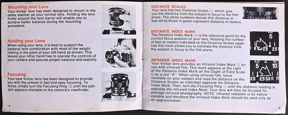 Original Vivitar 28mm f/2.5 Wide-angle Lens User Manual 1972 Edition - Image 3 of 4
