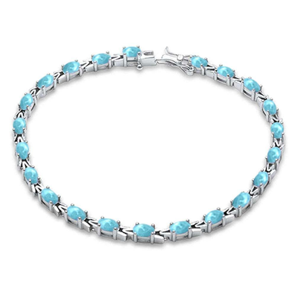 Oval Larimar Sterling Silver Bracelet