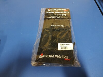 Compass 360 Wader Suspenders,H-Back Design 1.5'' Wide, Black 