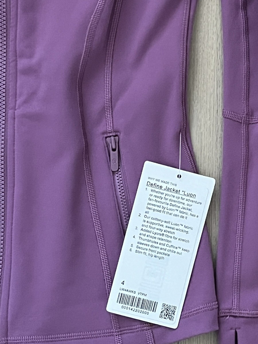 🦄NWT Lululemon Define Jacket Size 4 Vintage Plum Sold Out