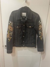 Kenzo, Unique Stylish Black Embroidered Denim Jacket