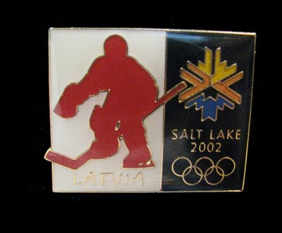 LATVIA Salt Lake City 19th Winter Olympic Games NOC team pin Hockey Goalie