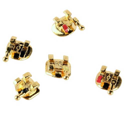 5X Dental Orthodontic Metal Brackets Braces Gold Plated Mini MBT.022 Hooks 3-4-5 - Picture 4 of 8