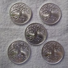 2024 $2 Tree Of Life 1 Oz .9999 Fine Silver Coin Bu Lot Of 5