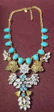 Charming Charlie Blue Rhinestone Statement  Necklace Jewelry