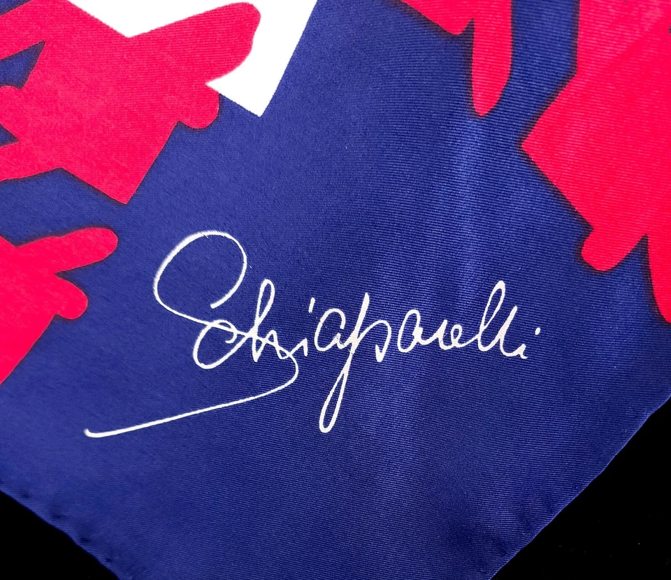 Винтажный Schiaparelli шелковый шарф красный белый синий геометрический Roulottage MCM Couture - Изображение 2 из 4