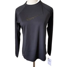 Women's Nike UPF 40+ Long Sleeve Standard Swim Shirt Dri-Fit NESSA421-001 Black