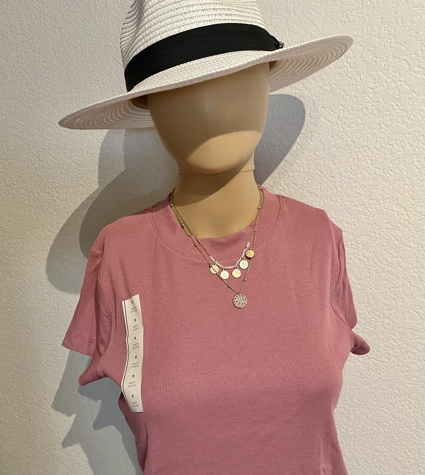 A New Day Women's Short Sleeve Ribbed TShirt Crew Dark Pink Size M eBay