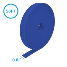 50Ft 0.8" Width Hook and Loop Strap Tape Blue