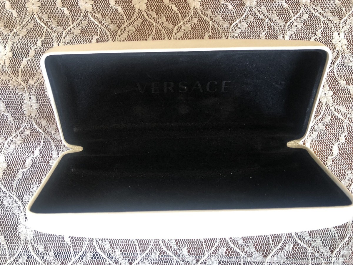 Versace Glasses Sunglasses Case White Texture Gold Logo Hard  display picture 2