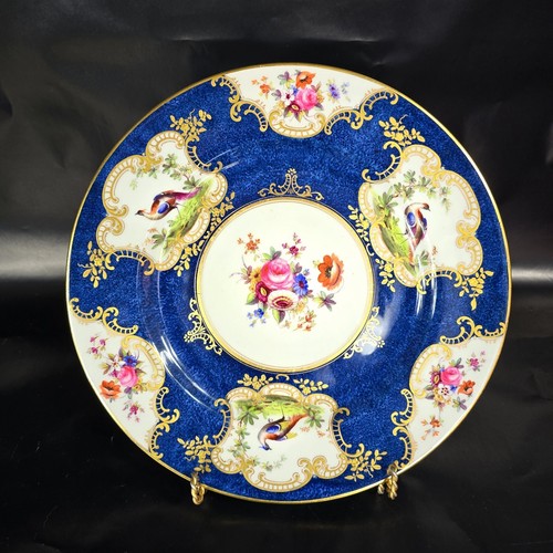 Crown Staffordshire Porcelain China Cobalt Blue Chelsea Bird Dinner Plates 10.5” - Picture 3 of 7