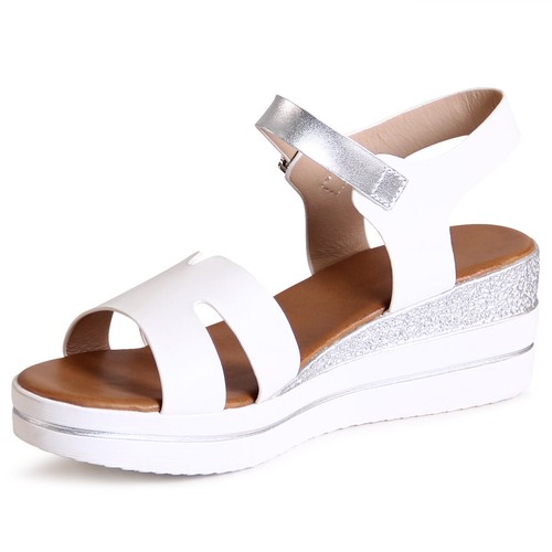 Damenschuhe Keilabsatz Sandalen Riemchen Sandaletten Glitzer Keil Pumps Trendy - Bild 6 von 13