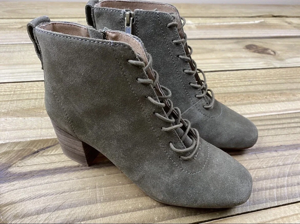 Bota con cordones Madewell The Emilia oliva seca talla 6 AA300 2 1/2" tacón nueva sin caja Foto 3 de 4