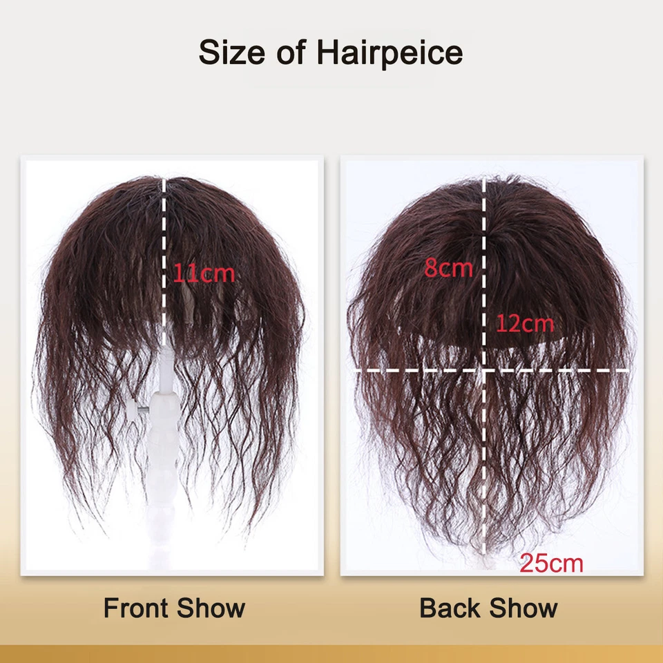 100% Human Hair Curly Toupee Topper Women Clip in Hairpiece Top Piece with Bangs - Image 4 of 4