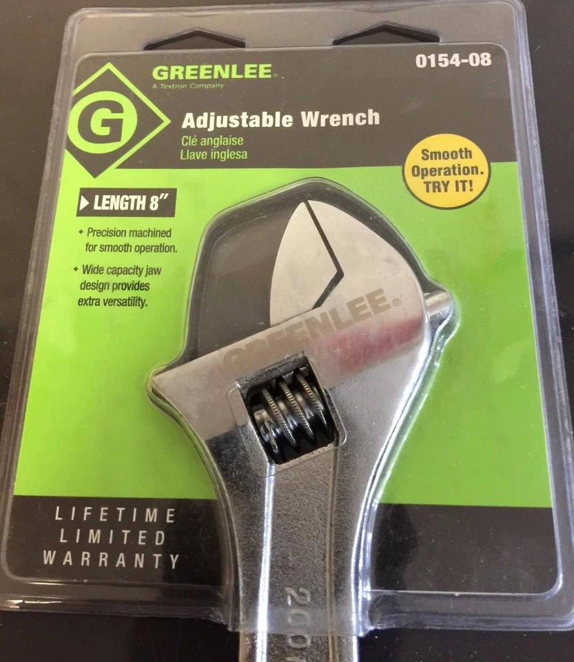 Nueva llave ajustable Greenlee 0154-08 8 pulgadas Foto 3 de 4