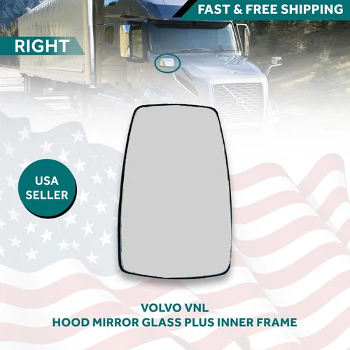 Volvo VNL Hood Mirror Glass Plus Inner Frame Right Passenger Side 2016-2018