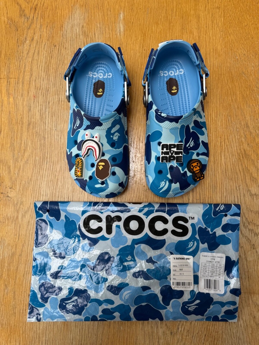 Bape x Crocs Classic Clog Blue Camo UK SIZE 4 Brand new in