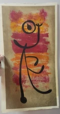 Joan Miró Oil Painting on Paper Signed c1950s Surrealist Surrealism Abstract