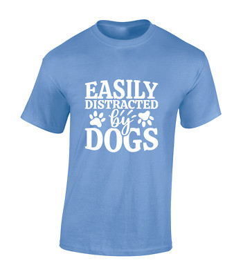 EINFACH ABGELENKT VON HUNDEN HERREN T-SHIRT HUNDELIEBHABER TIERE LUSTIG SÜSS DESIGN TOP