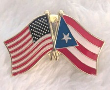 USA and PUERTO RICO Crossed Friendship Flag Lapel Pin **MADE IN USA**