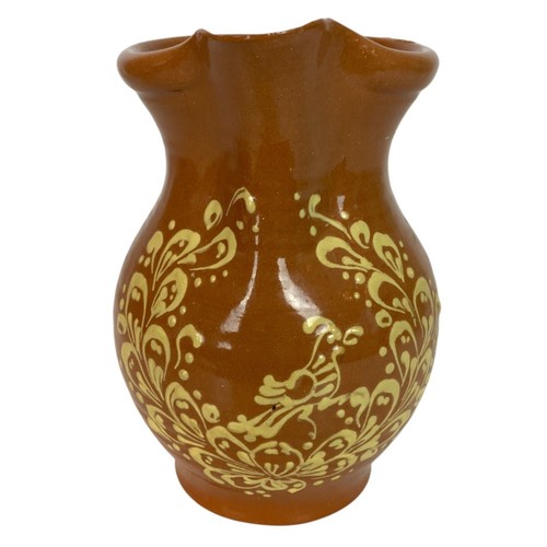 Vintage Greenfield Village Pottery Pitcher Reware Floral Bird Design REPAIRED