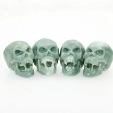 Random 1pc 1.5" GREEN STONE Hand Carved Crystal Skull Crystal Healing Realistic