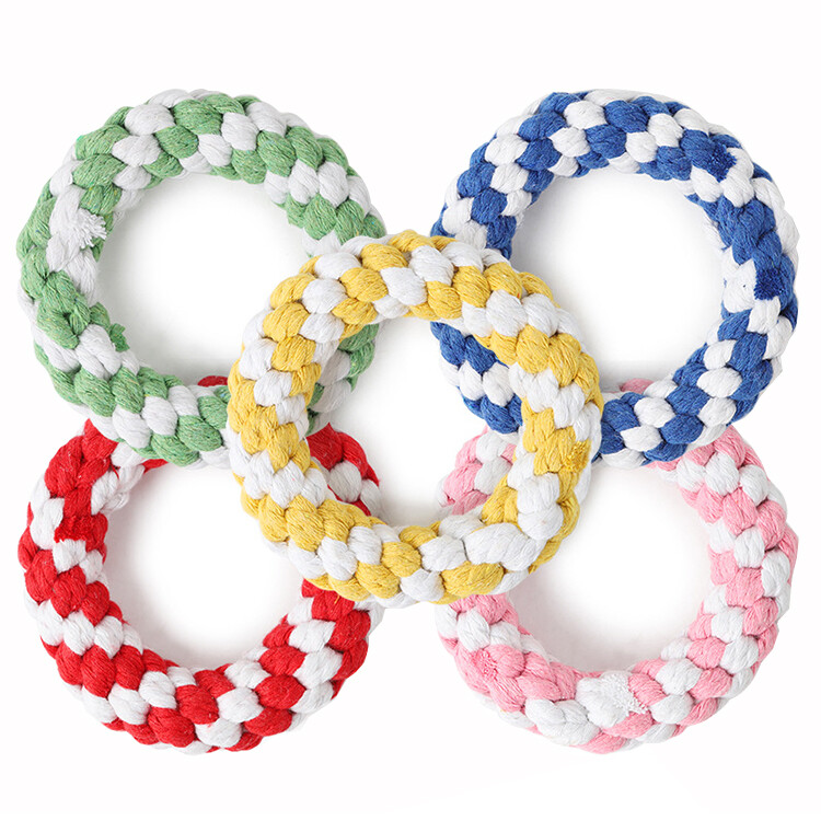 4 Pack Cotton Chewy Rope Chew Donuts Dog Toy for Small Medium and Large ...