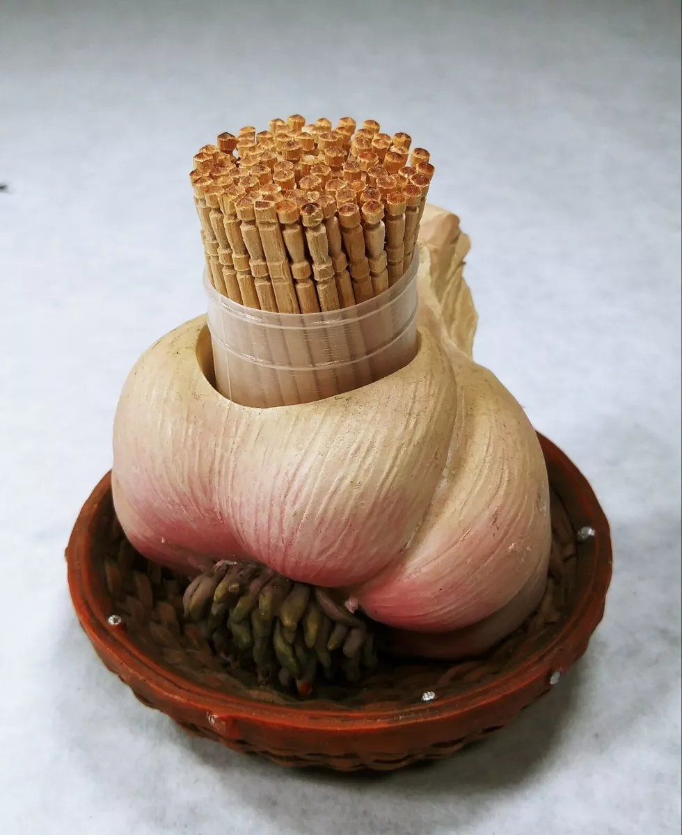 Garlic Bulb Clove Basket Toothpick Holder Appetizer Cocktail
