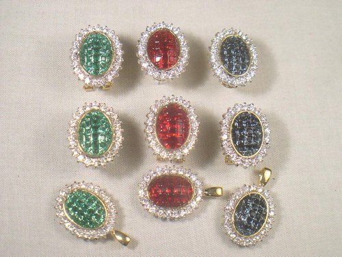 # 3 Pairs LOT EARRINGS DESIGNER VINTAGE WITH SWAROVSKI CRYSTALS 1015G - Picture 3 of 3
