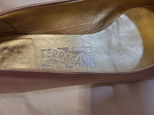 Vintage Salvatore Ferragamo rosa Seide flache Schuhe Gr. 9B Stoff Schleife Leder gefüttert - Bild 9 von 13