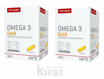 (EUR 119,82/kg) 2er Pack - Body Attack - Omega 3 Gold - 2 x 120 Softgel Caps