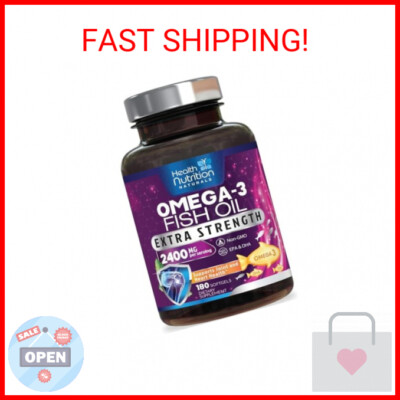 Fish Oil 2400 mg with Omega-3, EPA & DHA - Triple Strength Omega Supplement, 180