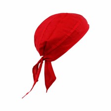 Red Bandana Head Wrap Skull Cap Do Rag Motorcycle Doo Du Dew Hair Scarf Cotton