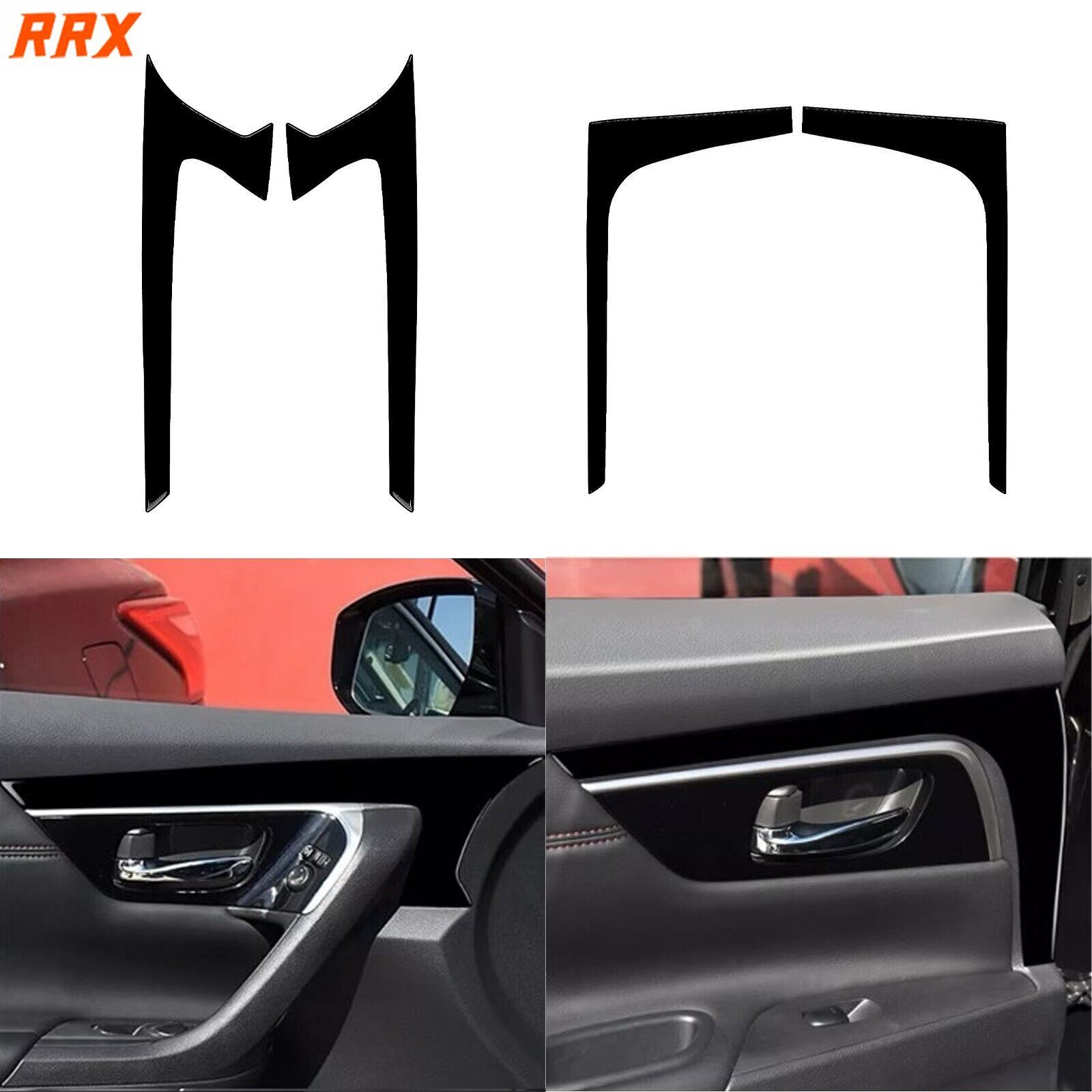 4Pcs Glossy Piano Black Interior Door Panel Cover For Nissan Altima Teana 13-18