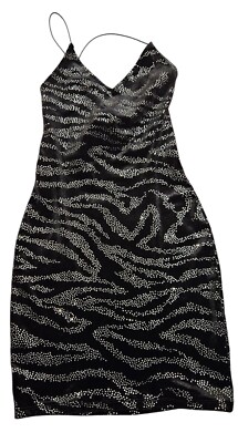 Women's Black & Silver Pattern Dress H&M Divided Size XXS Bodycon