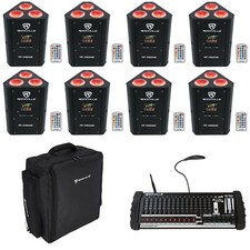  8 Rockville RF WEDGE BLACK RGBWA UV Wireless DMX Up-Lights Controller Backpack