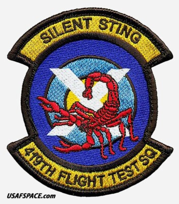 USAF 419th FLIGHT TEST SQ-SILENT STING- B-1, B-2, B-52 -Edwards AFB- ORIG. PATCH