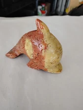Natural Stone Handmade Carved Dolphin Figure Nice Detail & Coloring 