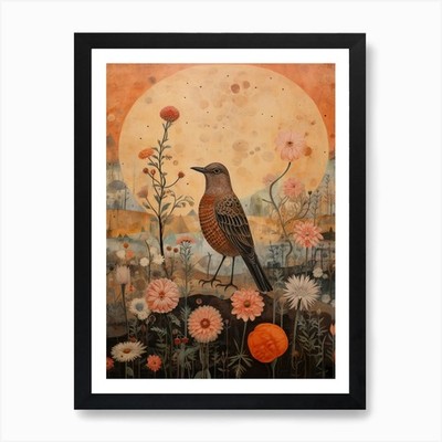 Lerche 3 detaillierte Vogel Gemälde Kunst P gerahmt Wandbild Poster Leinwanddruck Bild