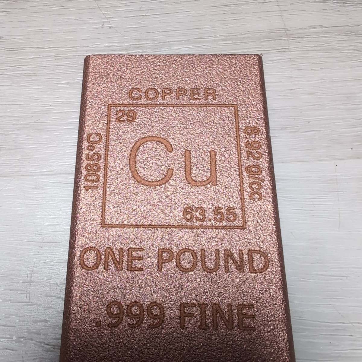 One Pound .999 Fine Copper Bar | 1 lb Flat Bullion Stamped