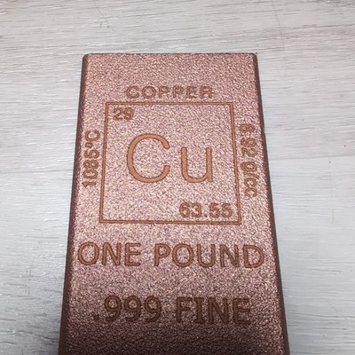 One Pound .999 Fine Copper Bar | 1 lb Flat Bullion Stamped