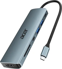 Acer USB C Hub, 7 in 1 C to HDMI Splitter, 2 USBA 3.1 GEN1 and Space grey 