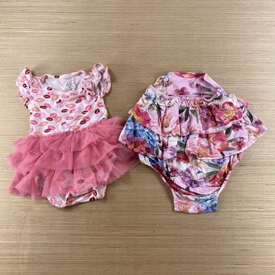 Posh Peanut Milk Berry 6-9 month bamboo viscose one piece lot of 2