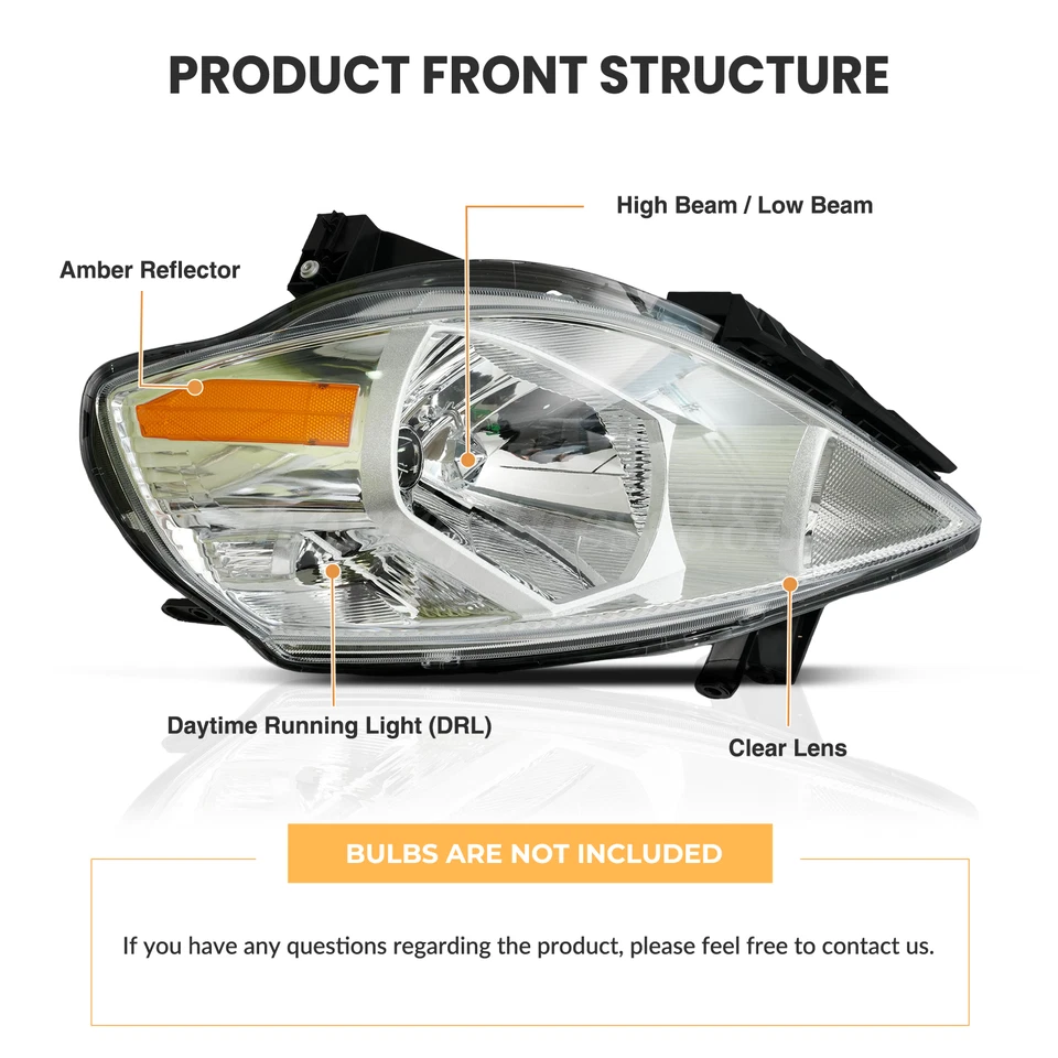 Pair Halogen Headlight For 2007-2011 Nissan Versa Hatcback Passenger Right+Right Foto 2 de 4